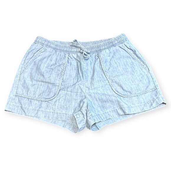 REBECCA MINKOFF Women’s Light Blue Chambray Cotton Drawstring Shorts Size Medium - Picture 1 of 6